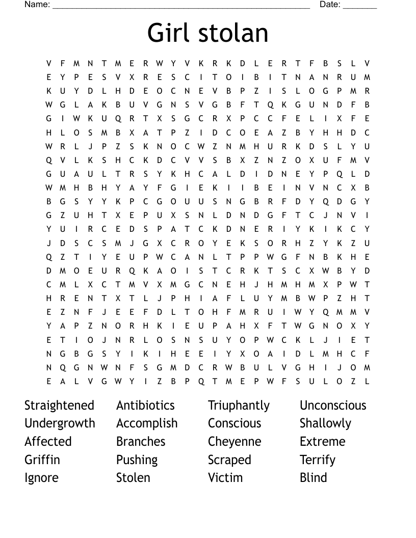 Girl stolan  Word Search