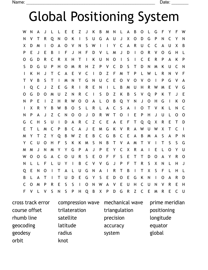Global Positioning System Word Search WordMint