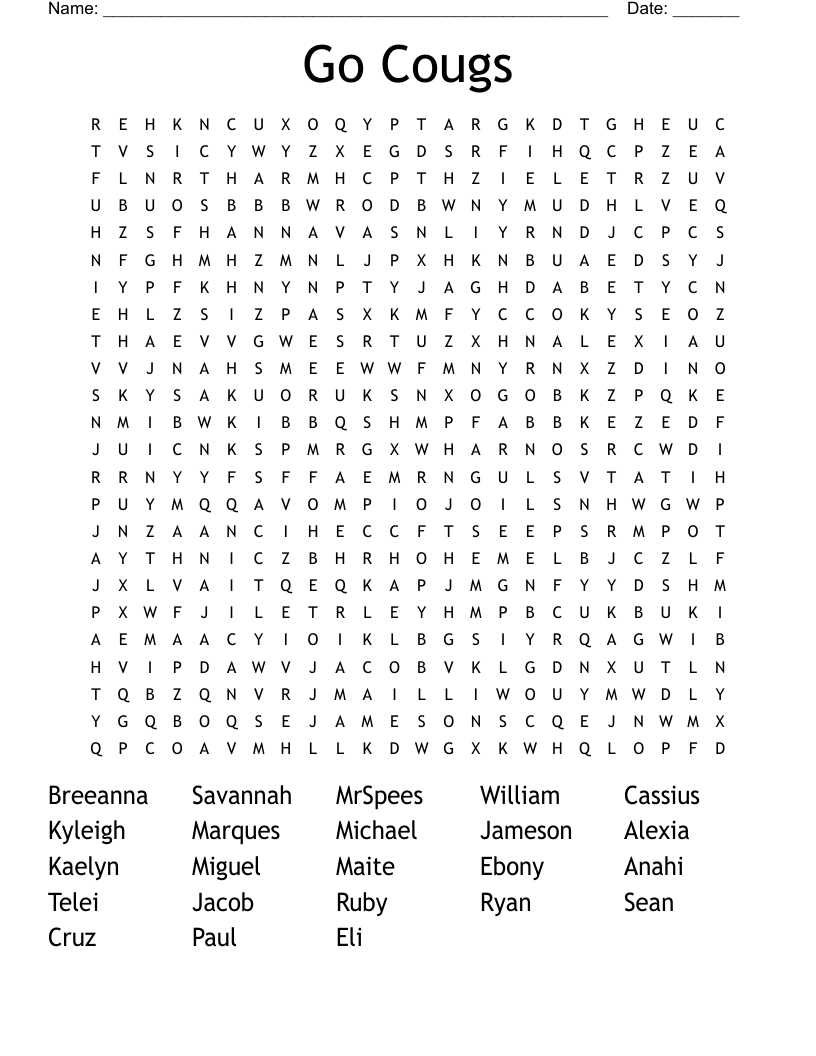 Go Cougs Word Search
