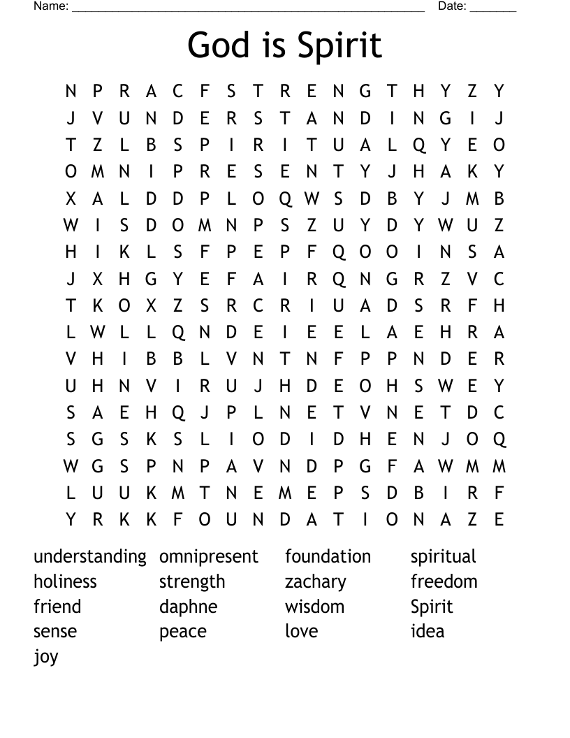 God is Spirit Word Search