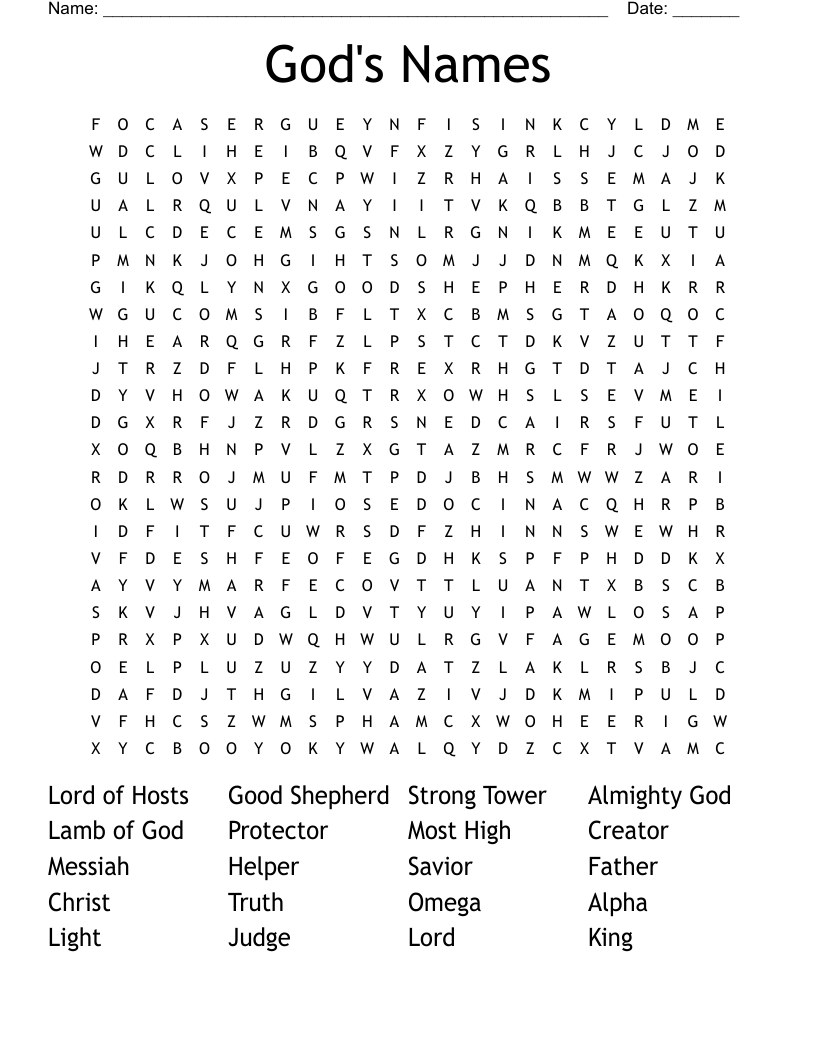 Similar To Names Of God Word Search WordMint
