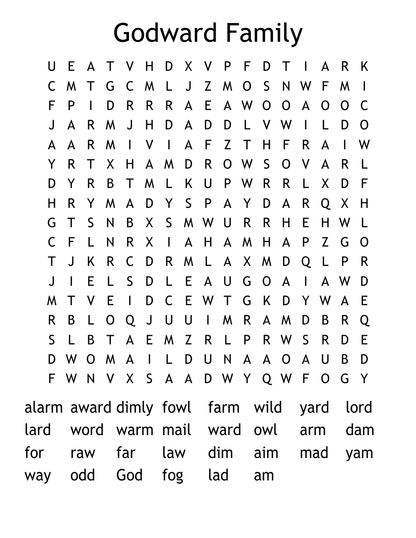 Godward Family Word Search