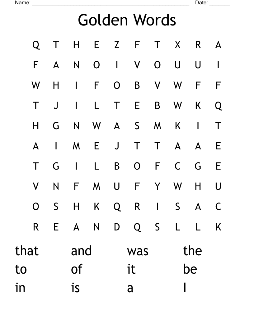 Golden Words Word Search