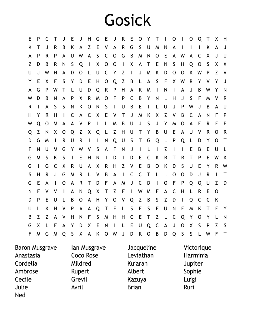 Gosick Word Search