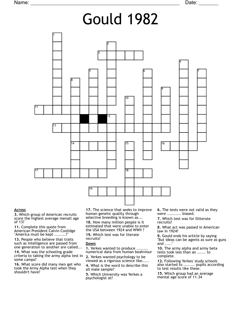 Gould 1982 Crossword WordMint