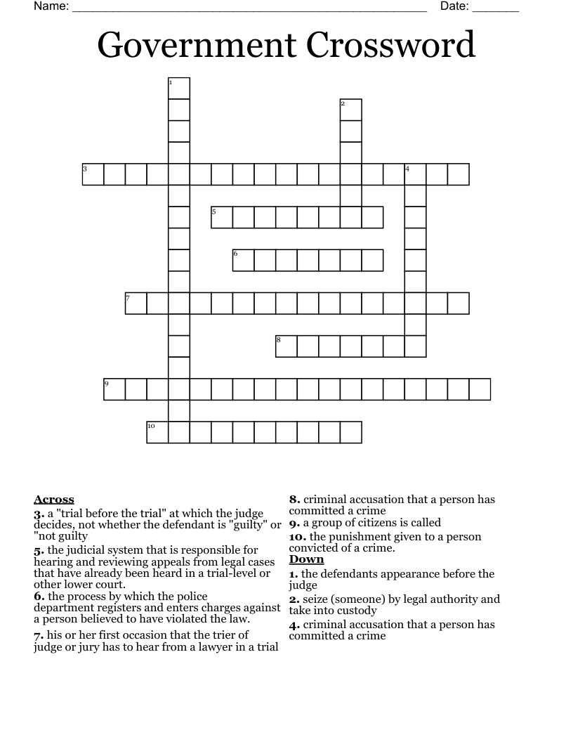 Government Crossword
