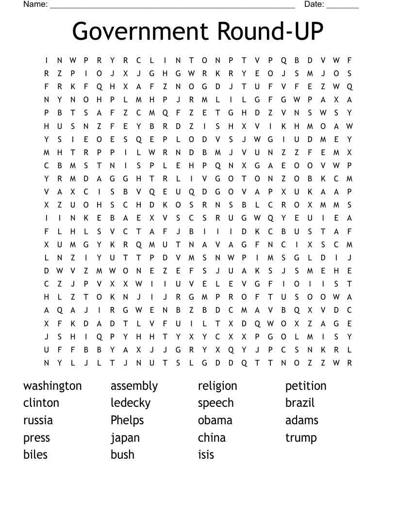 Government Round-UP Word Search