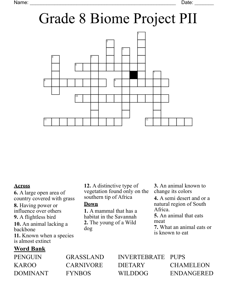 Grade 8 Biome Project PII