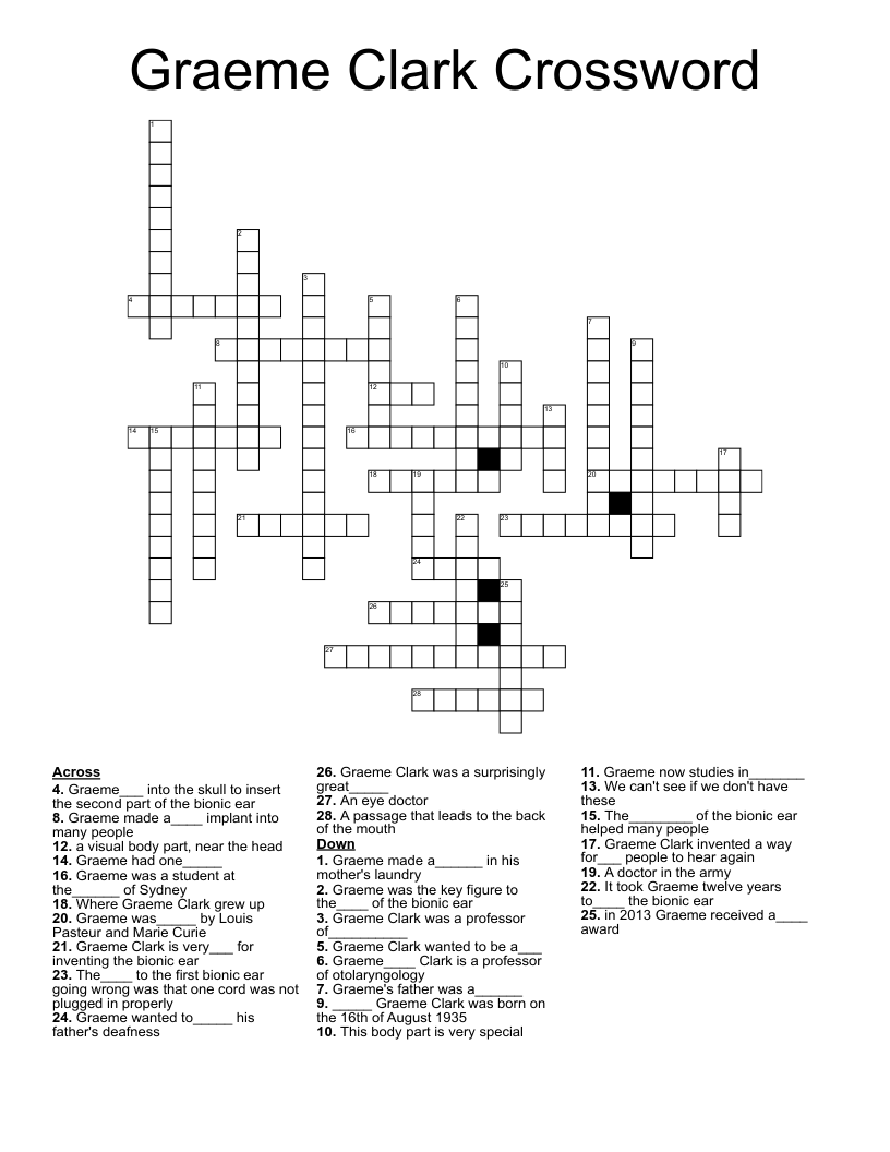 Graeme Clark Crossword