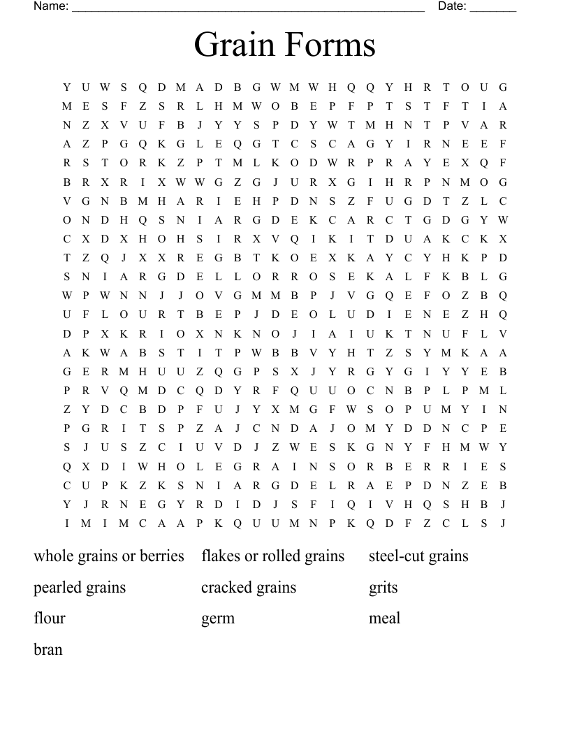 Grain Forms Word Search