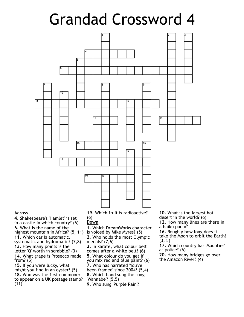 Grandad Crossword 4