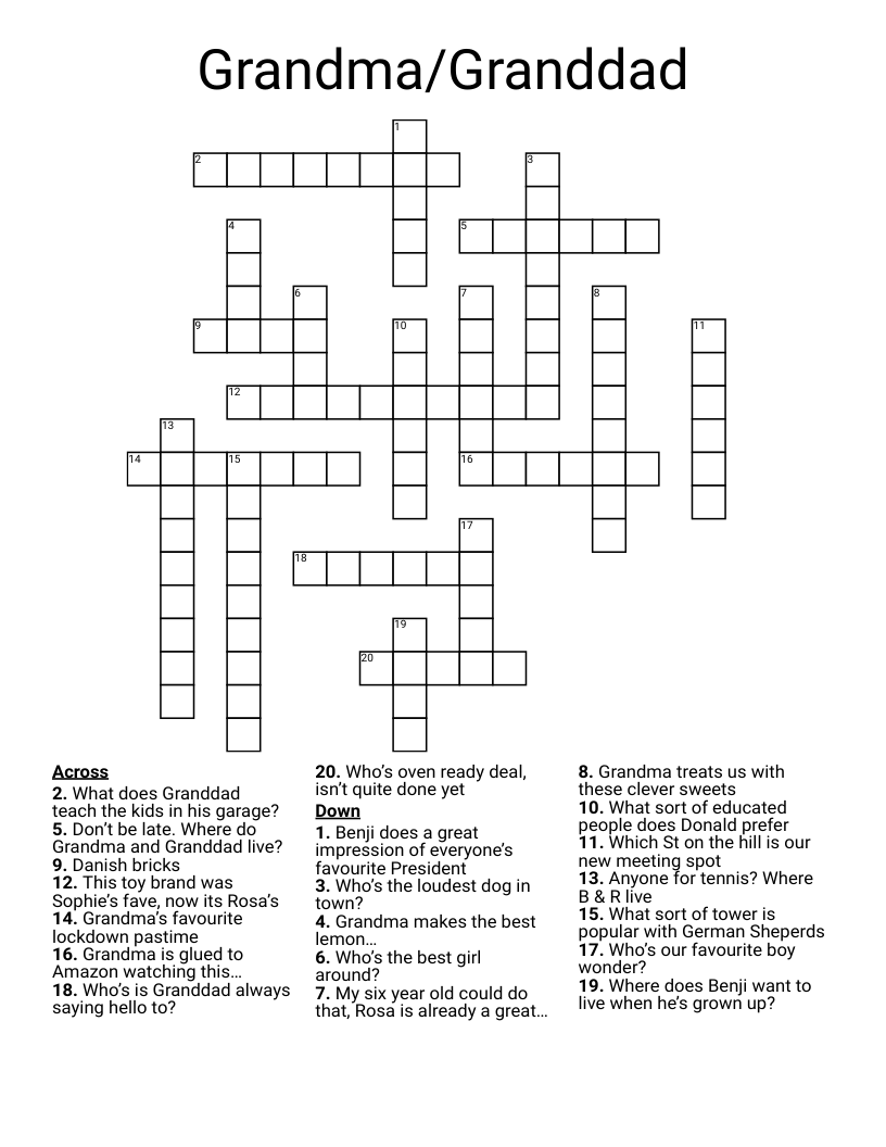 Grandma/Granddad Crossword WordMint