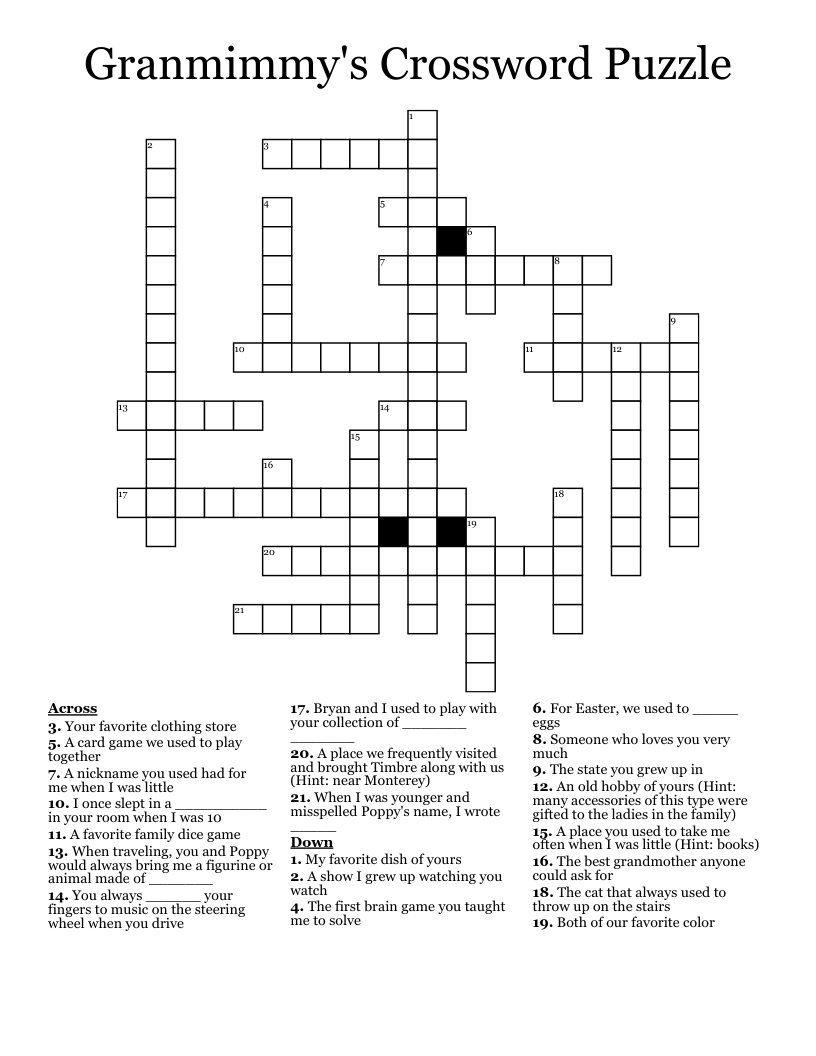 Granmimmy's Crossword Puzzle