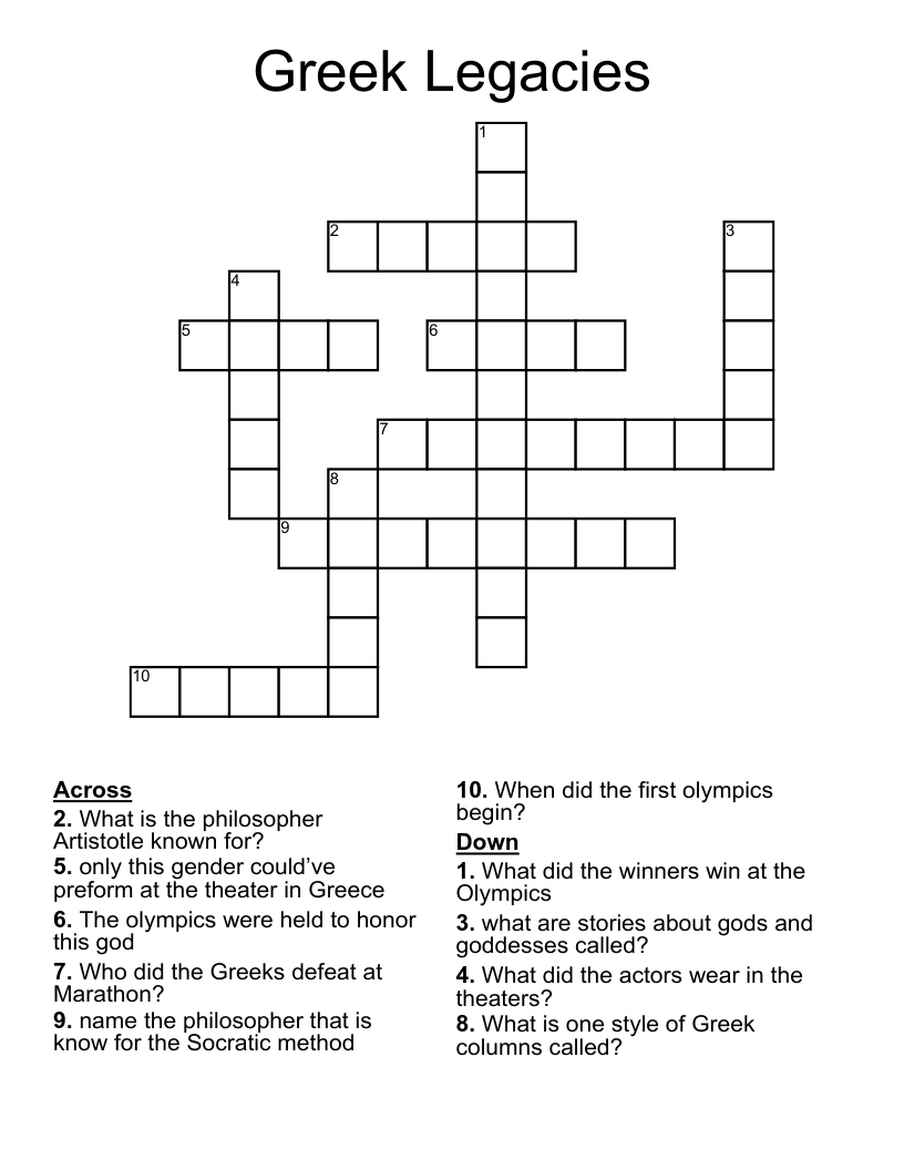 Greek Legacies Crossword