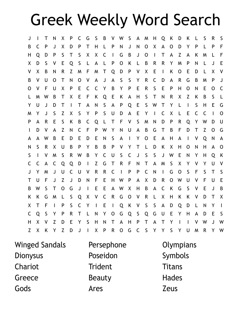 Greek Weekly Word Search