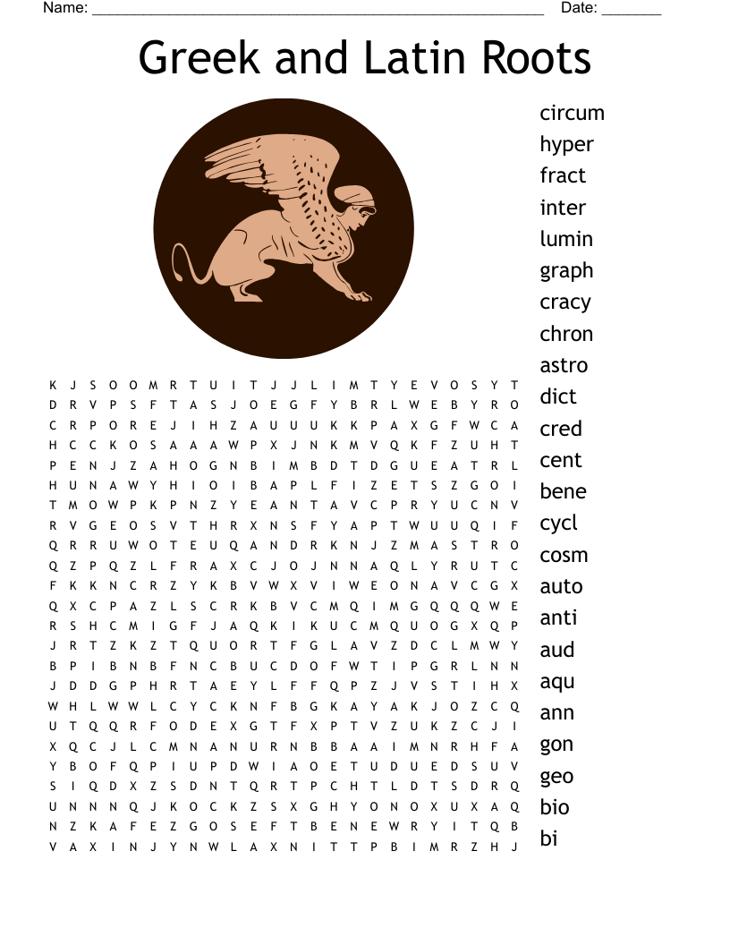 Greek And Latin Roots Word Search WordMint