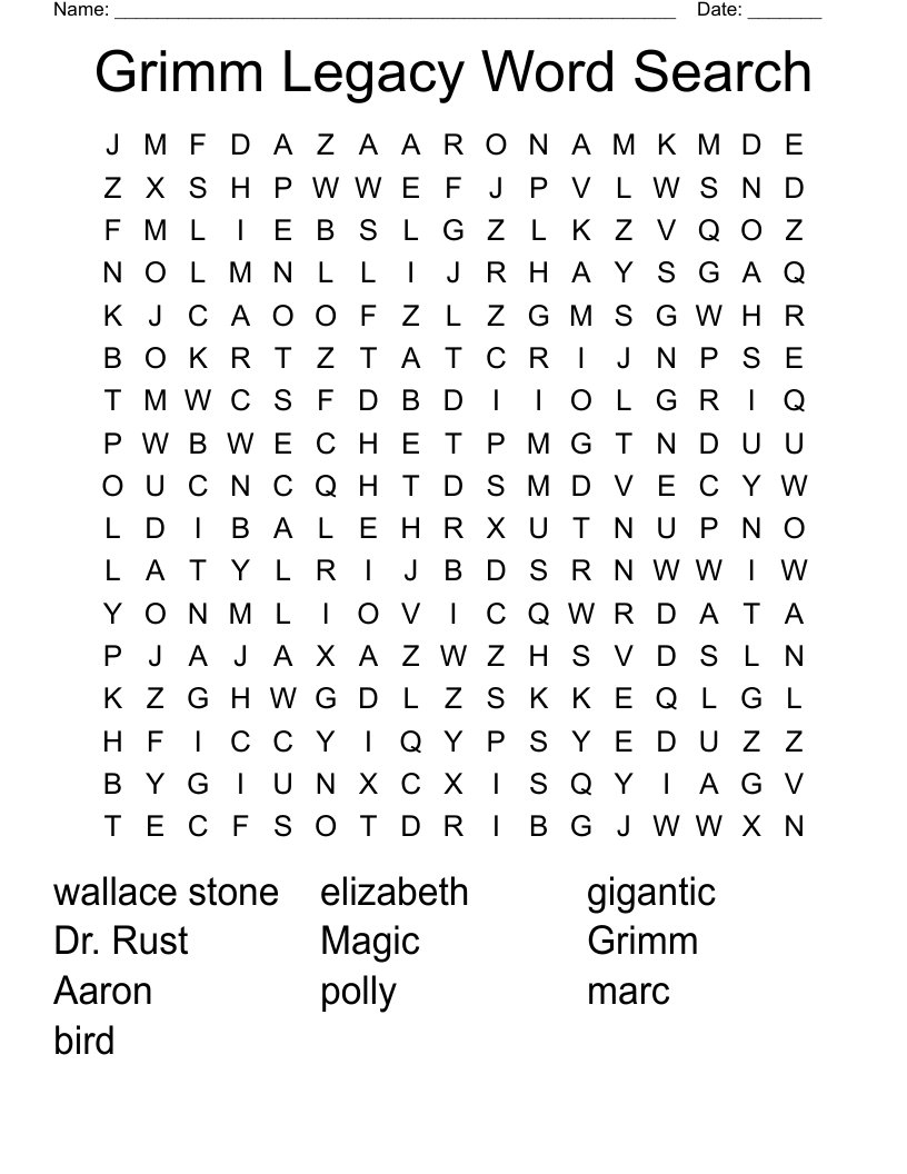 Grimm Legacy Word Search WordMint