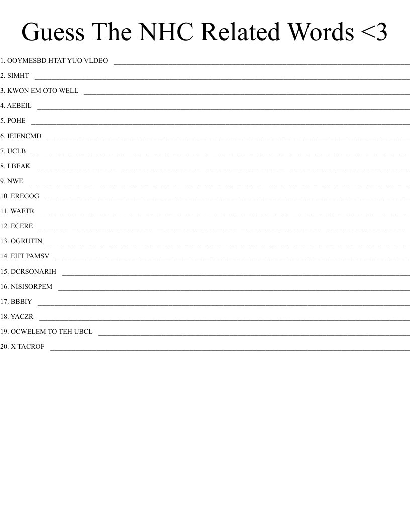 Guess The NHC Related Words <3 Word Scramble