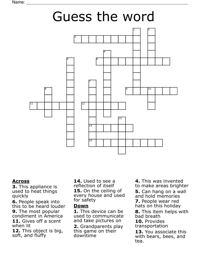 Guess the word Crossword