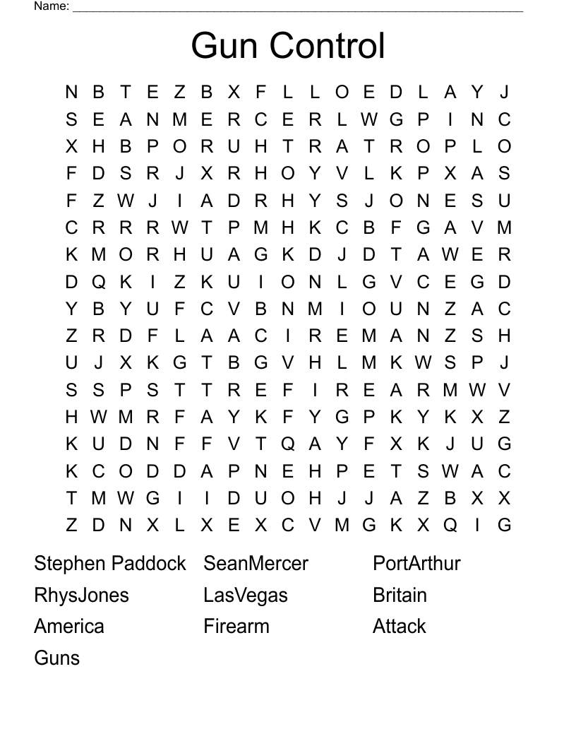 Gun Control Word Search