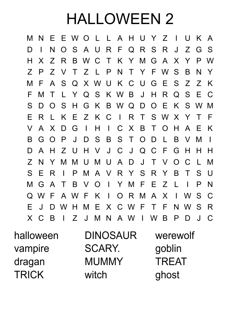 HALLOWEEN 2 Word Search