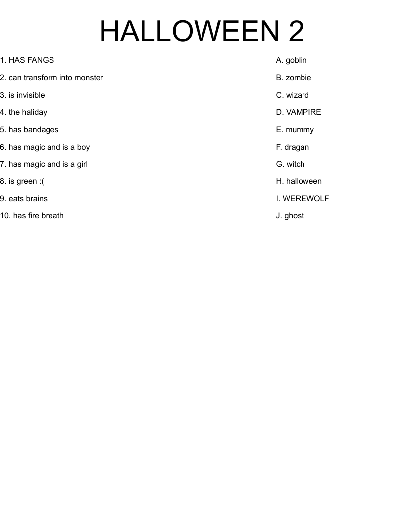 HALLOWEEN 2 Worksheet
