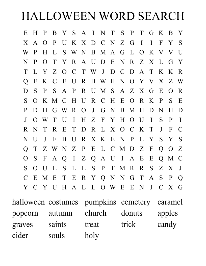 HALLOWEEN WORD SEARCH