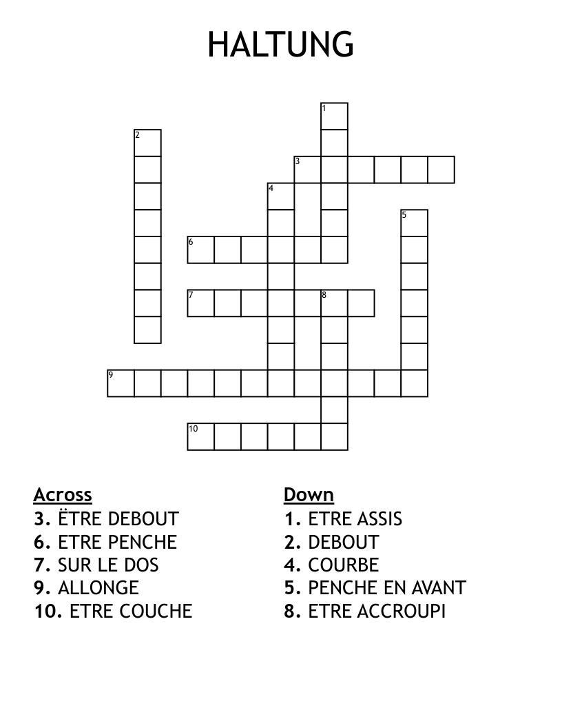 HALTUNG Crossword