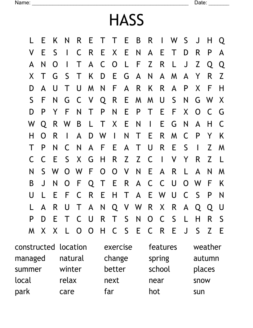 HASS Word Search