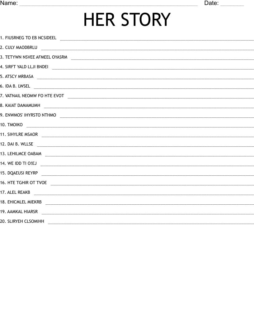 HER STORY Word Scramble