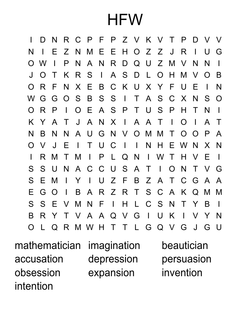 HFW Word Search