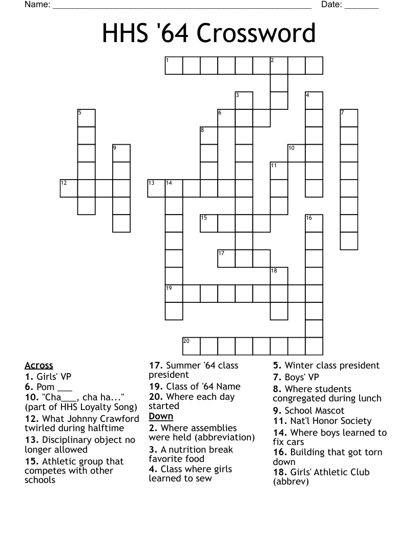 HHS '64 Crossword WordMint