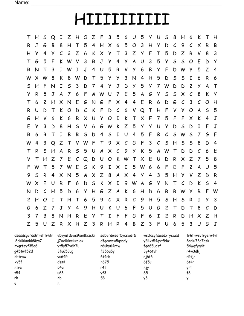 HIIIIIIIIII Word Search