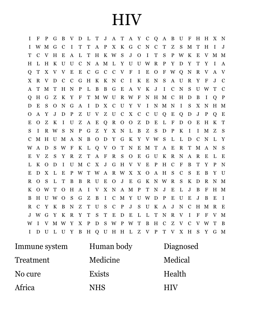HIV Word Search