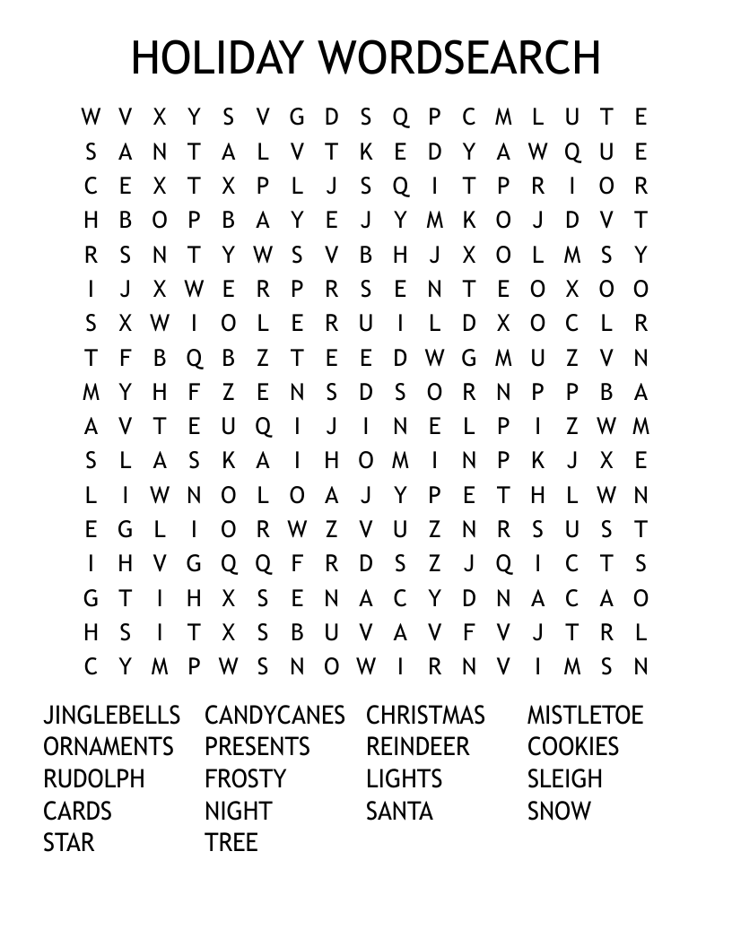 HOLIDAY WORDSEARCH