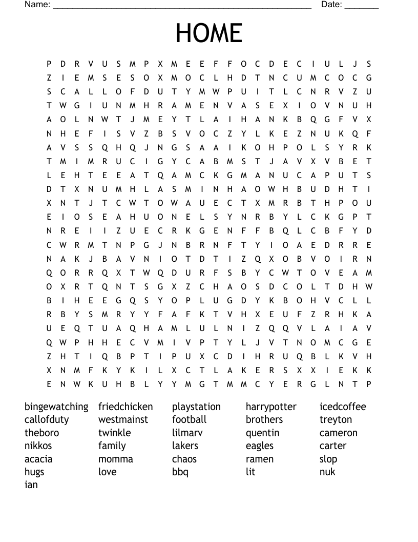 HOME Word Search