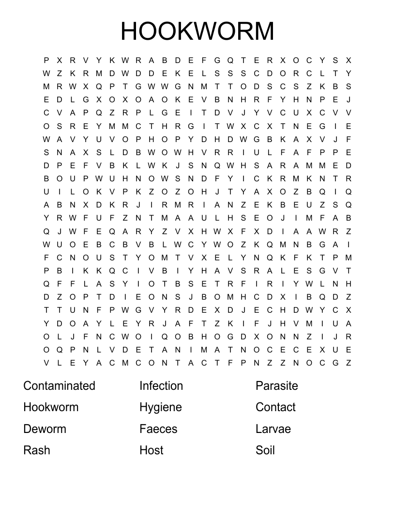 HOOKWORM  Word Search