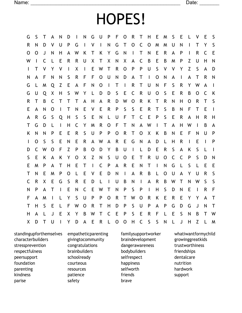 HOPES! Word Search