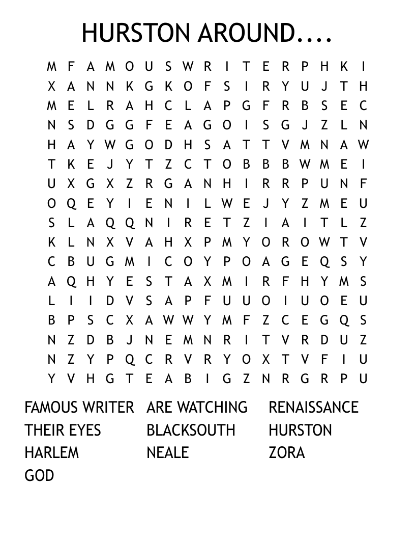HURSTON AROUND.... Word Search