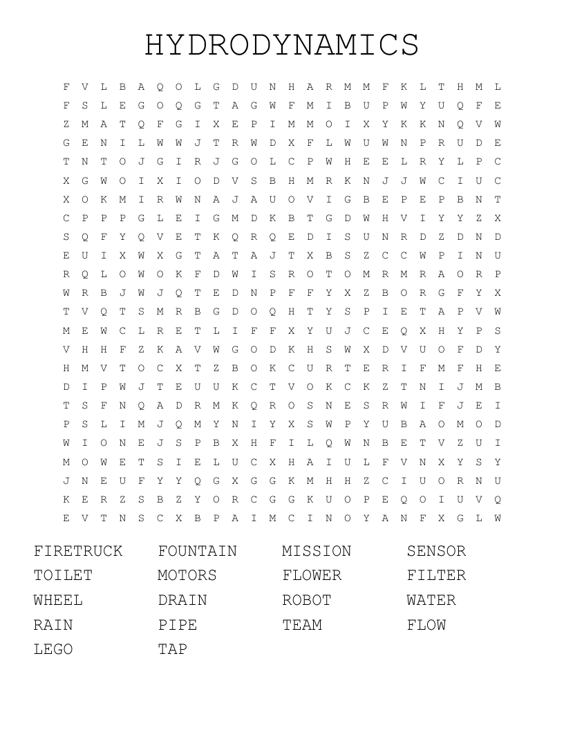 HYDRODYNAMICS Word Search
