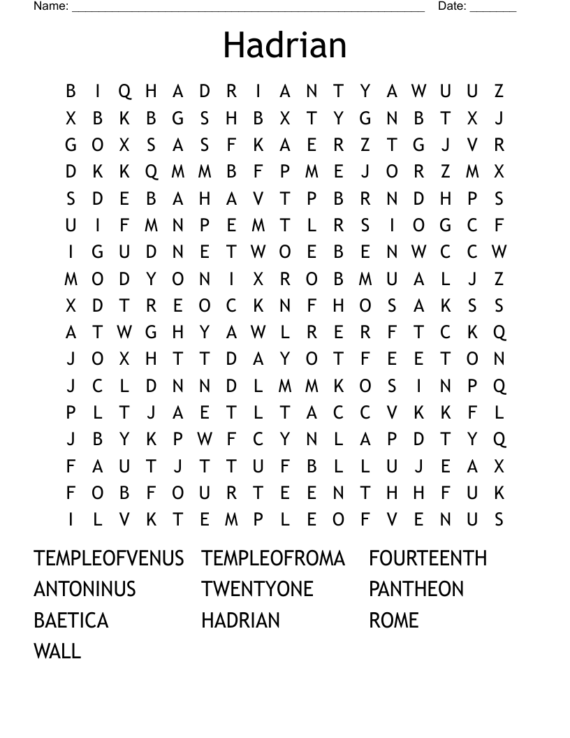 Hadrian Word Search WordMint