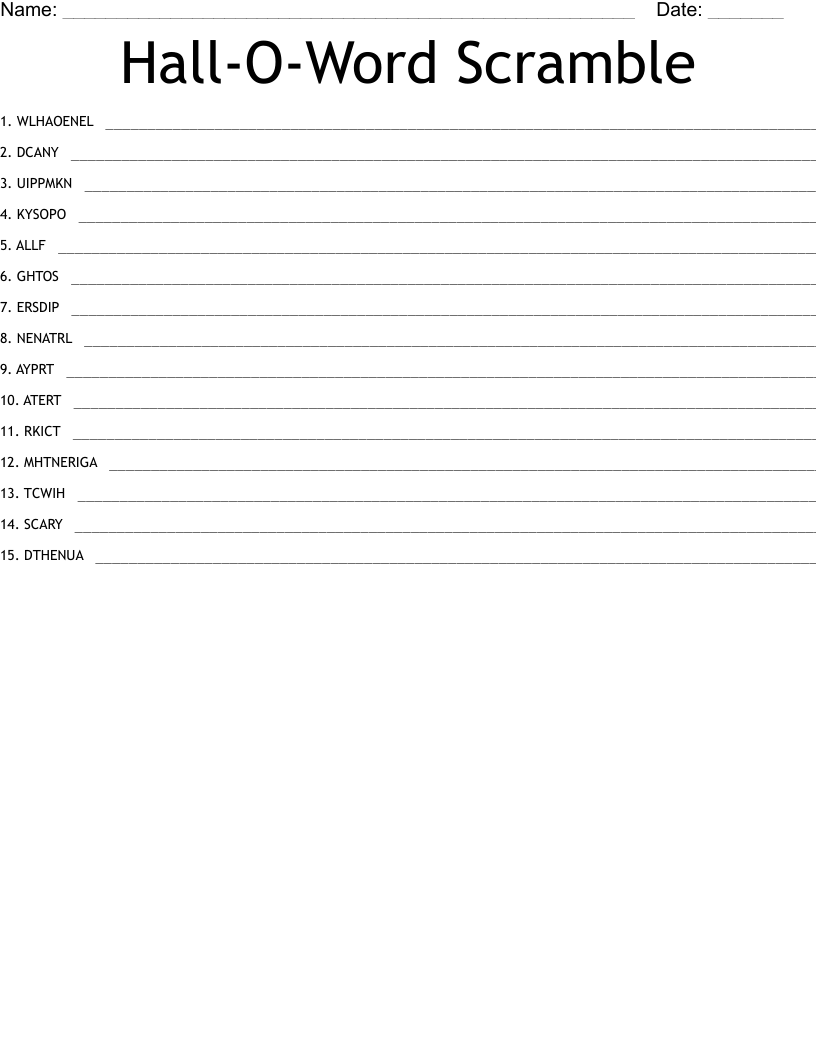Hall-O-Word Scramble