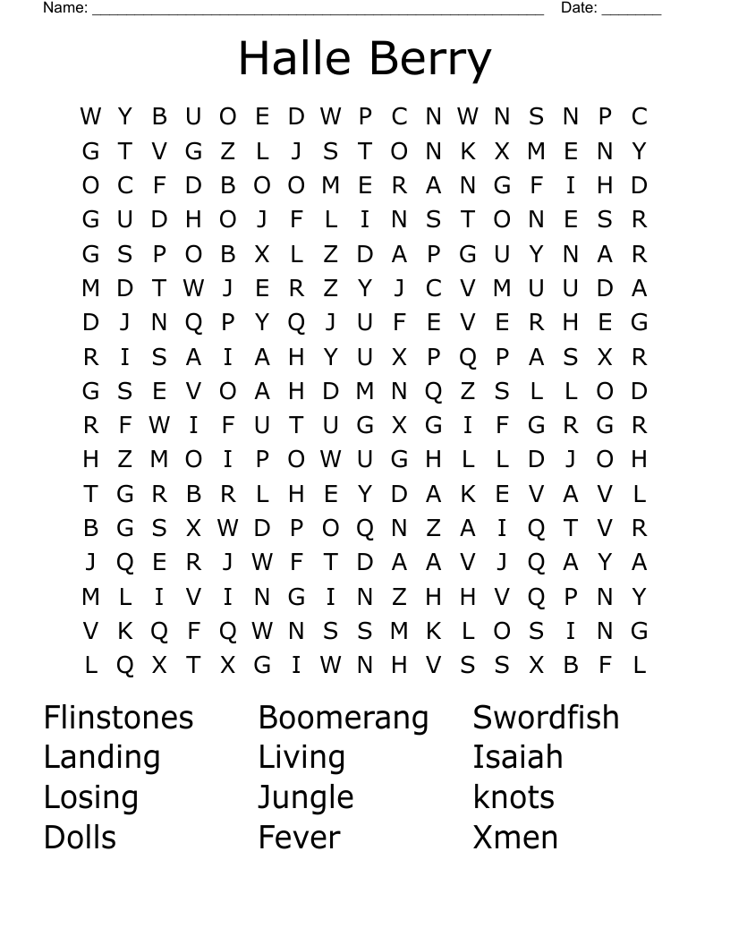 Halle Berry Word Search