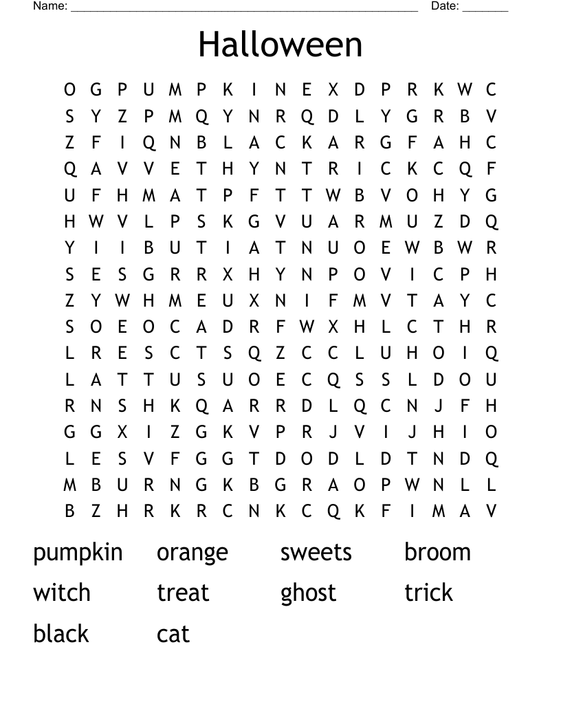 Halloween Word Search