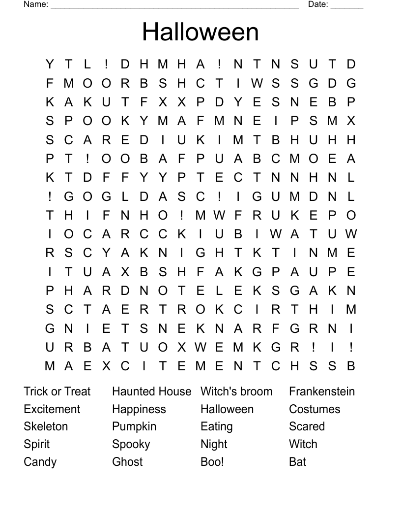 Halloween Word Search