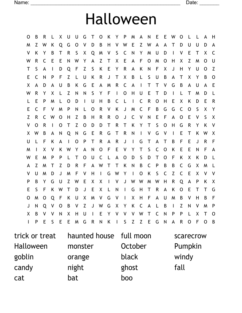 Halloween Word Search