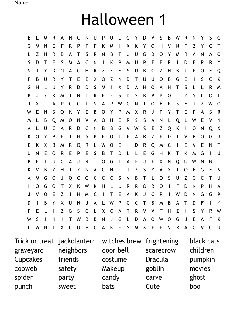 Halloween 1 Word Search