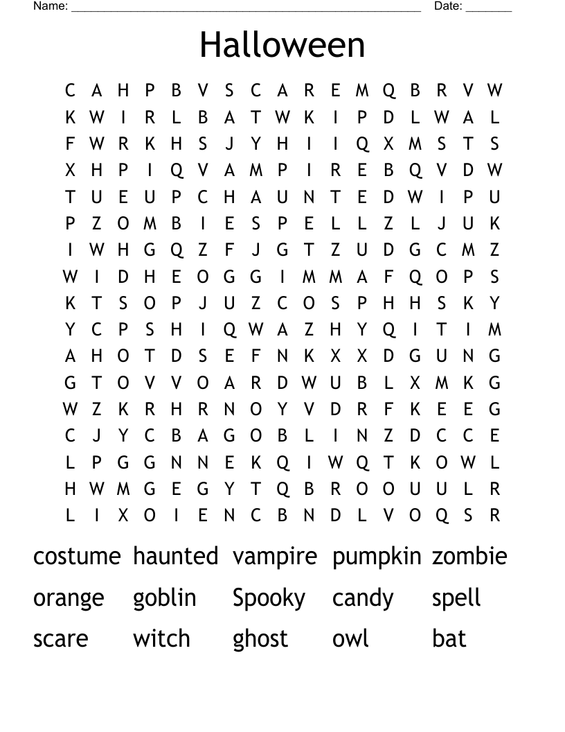 Halloween Word Search