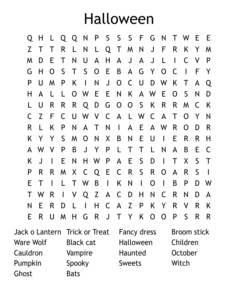 Halloween Word Search