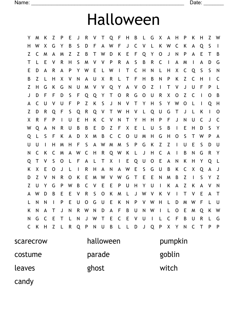 Halloween Word Search